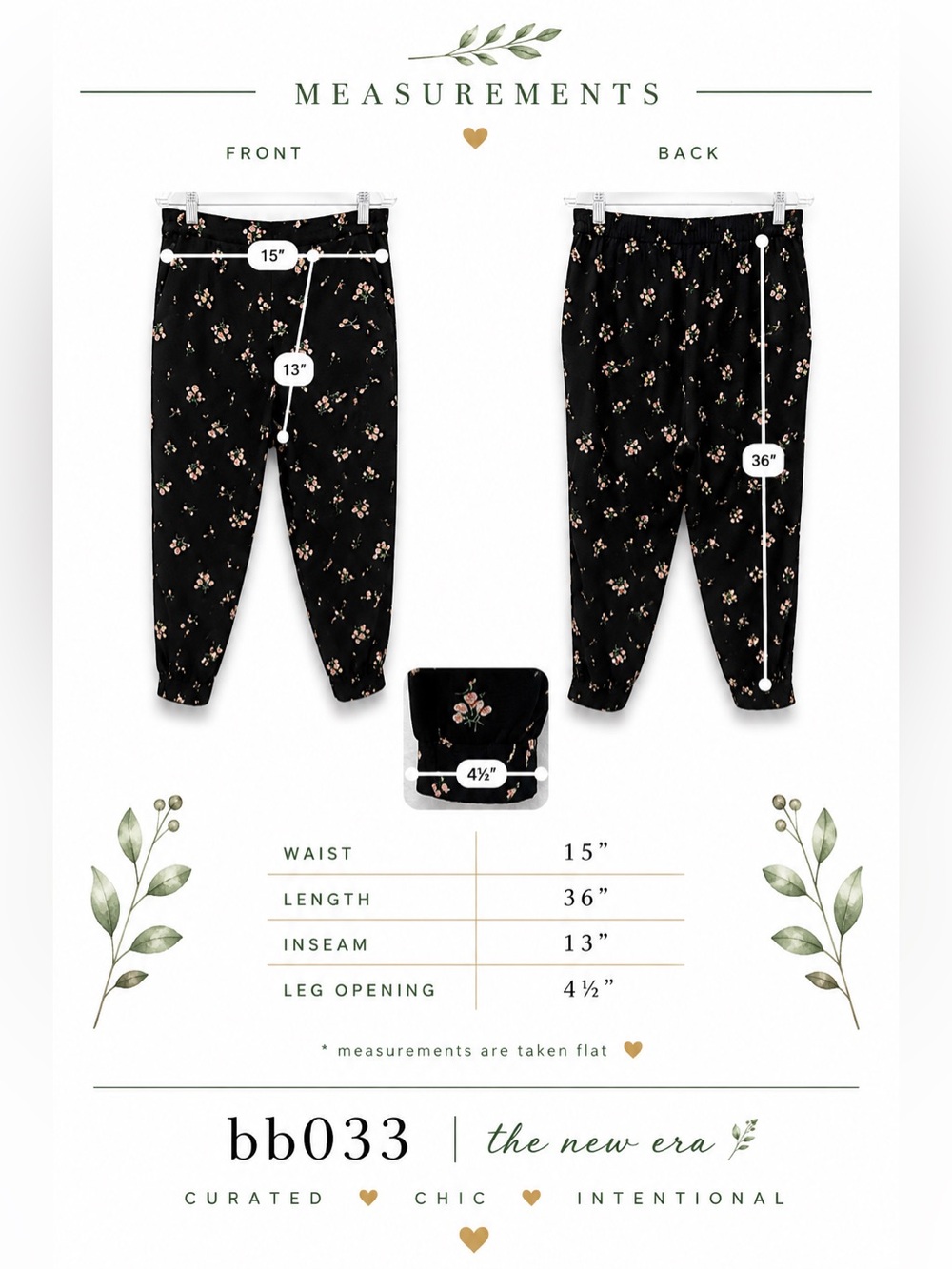 14th & Union Black Floral Jogger Pants | Floral Print | Side Pockets | Size L - Picture 2 of 8